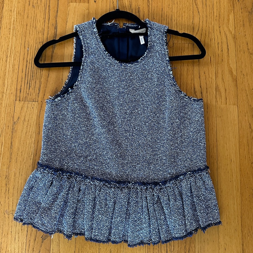 Rebecca taylor tweed top in navy
